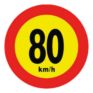 Autogear Speed Warning Sign 80km 14cm Sticker