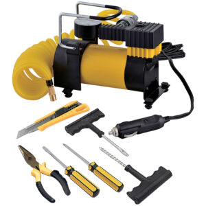 AIR COMPRESSOR + TYRE REPAIR KIT